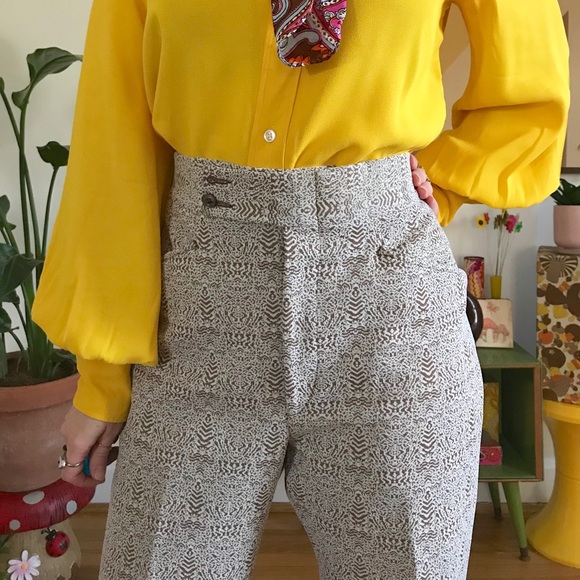 Vintage 70s psychedelic kick flares cropped slacks - Picture 2 of 6